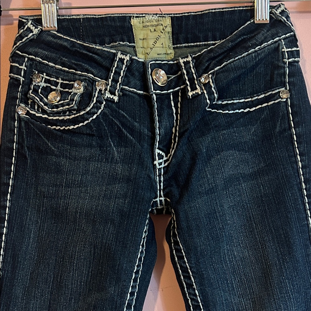 L.A. Idol Blue Bedazzled Skinny Jeans